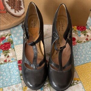 Comfort Plus by Predictions Black T-Strap Heels
